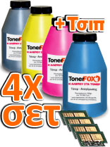 Complete Refill Kit with 4 Toner +4chips for OKI C110, C130, MC160