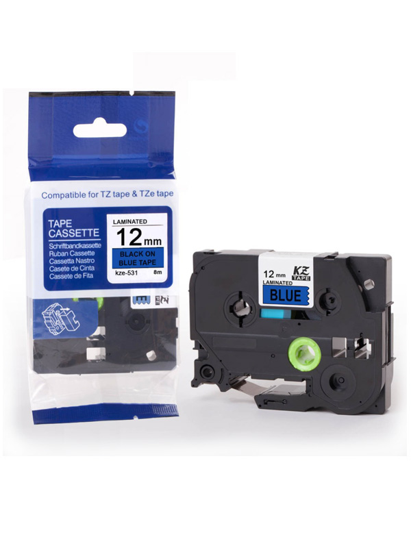 Schriftband Ersatz Etikettenband Kompatibel für Brother P-touch TZ-531 / TZE-531 (Schwarz auf blauem Band) 12mm*8M