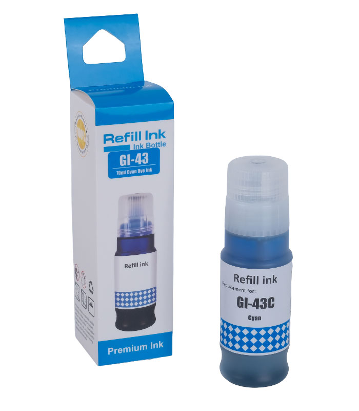 Φιάλη Μελάνι Γαλάζιο Συμβατή με Canon GI-43C / 4672C001, 70 ml