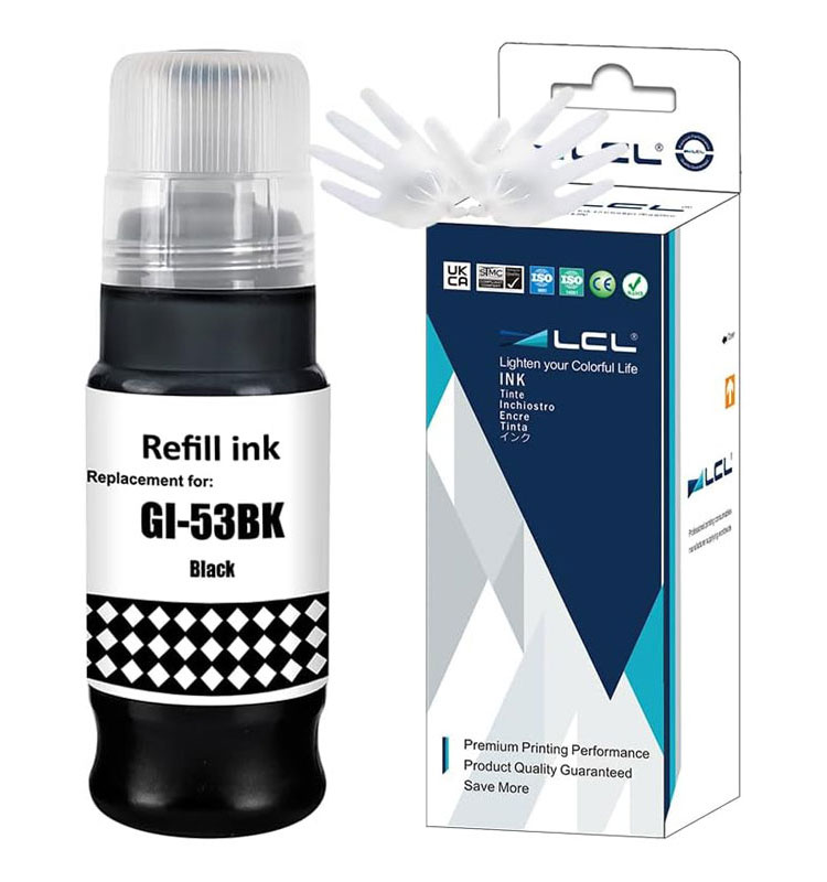 Φιάλη Μελάνι Μαύρο Συμβατή με Canon GI-53BK / 4699C001, 60 ml