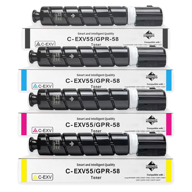 Set 4 Toner Compatible for Canon IR-C256, IR-C257, IR-C356, IR-C357 / C-EXV55