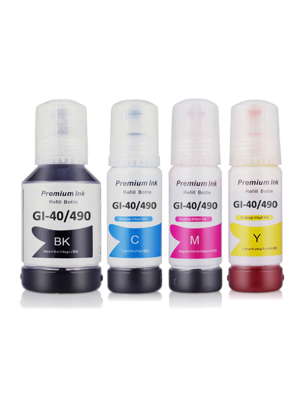 Flaconi di inchiostro SET-4 colori compatibile con Canon GI-490 Multipack, 135ml/70 ml