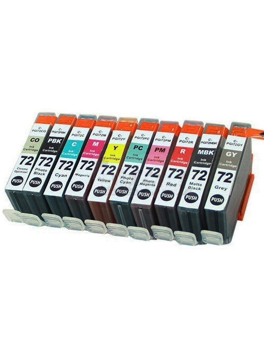 Μελανοδοχεία ΣΕΤ-10 χρώματα Συμβατά Inkjet Cartridge Canon PGI-72 Multipack (C,M,Y,R,PC,PM,MBK,PBK,GY,CO)