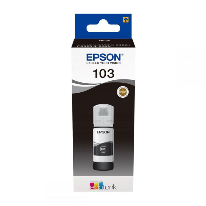 Original Φιάλη Μελάνι Μαύρο Epson EcoTank C13T00S14A / 103BK, 65 ml