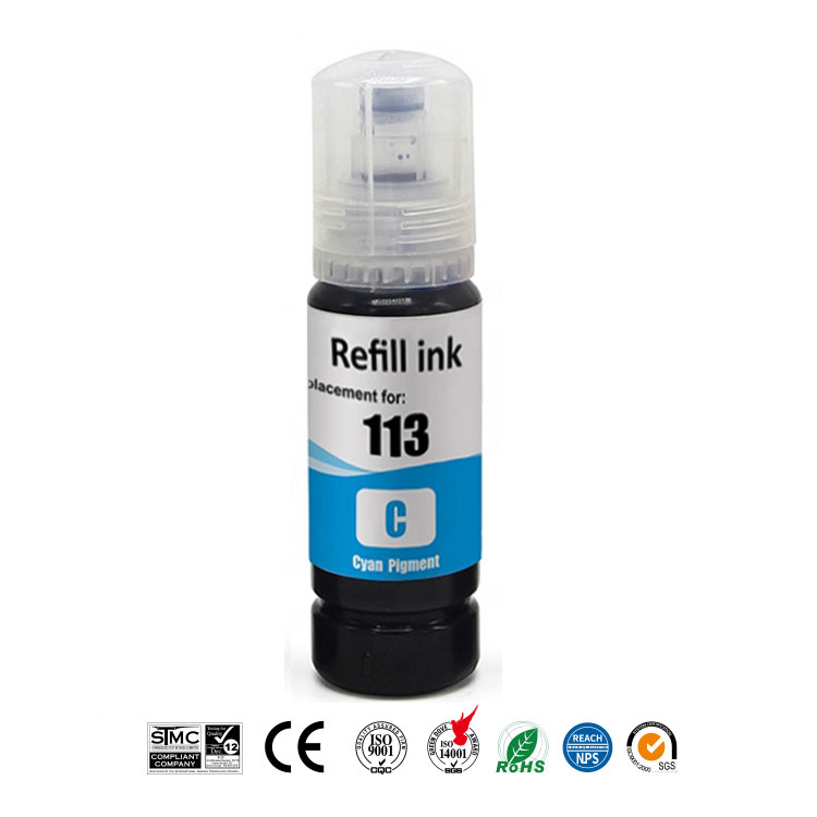 Ink Bottle Cyan Pigment, compatible for Epson EcoTank 113 / C13T06B240, 6.000 pages