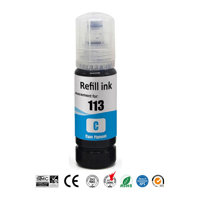 Φιάλη Μελάνι Γαλάζιο Pigment, Συμβατή με Epson EcoTank 113 / C13T06B240, 6.000 σελ.