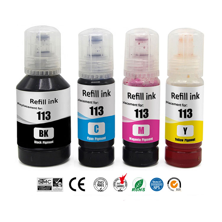 Flaconi di inchiostro SET-4 Pigment, colori compatibile con Epson EcoTank 113 / C13T06B140 /240 /340 /440