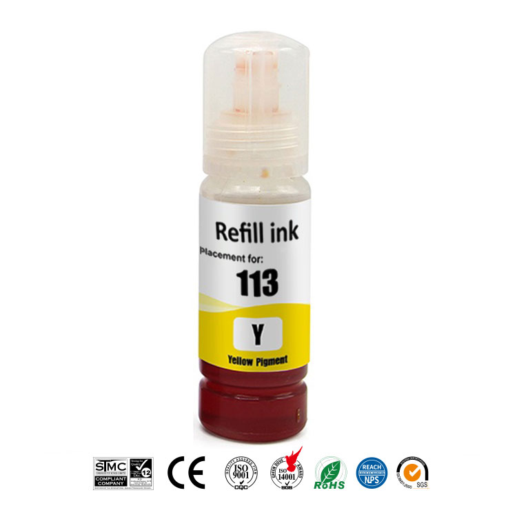 Tintenflasche Gelb Pigmentiert, kompatibel für Epson EcoTank 113 / C13T06B440, 6.000 seiten