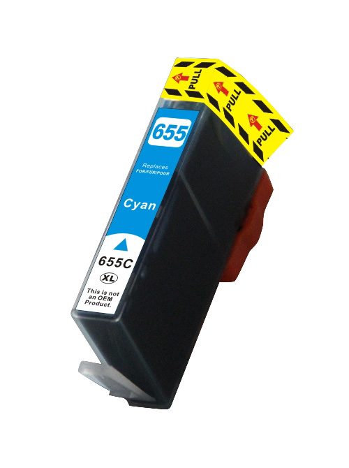 Ink Cartridge Cyan with ink-level chip compatible for HP No 655XL, CZ110AE, 650 pages