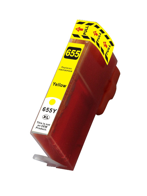 Ink Cartridge Yellow with ink-level chip compatible for HP No 655XL, CZ112AE, 650 pages