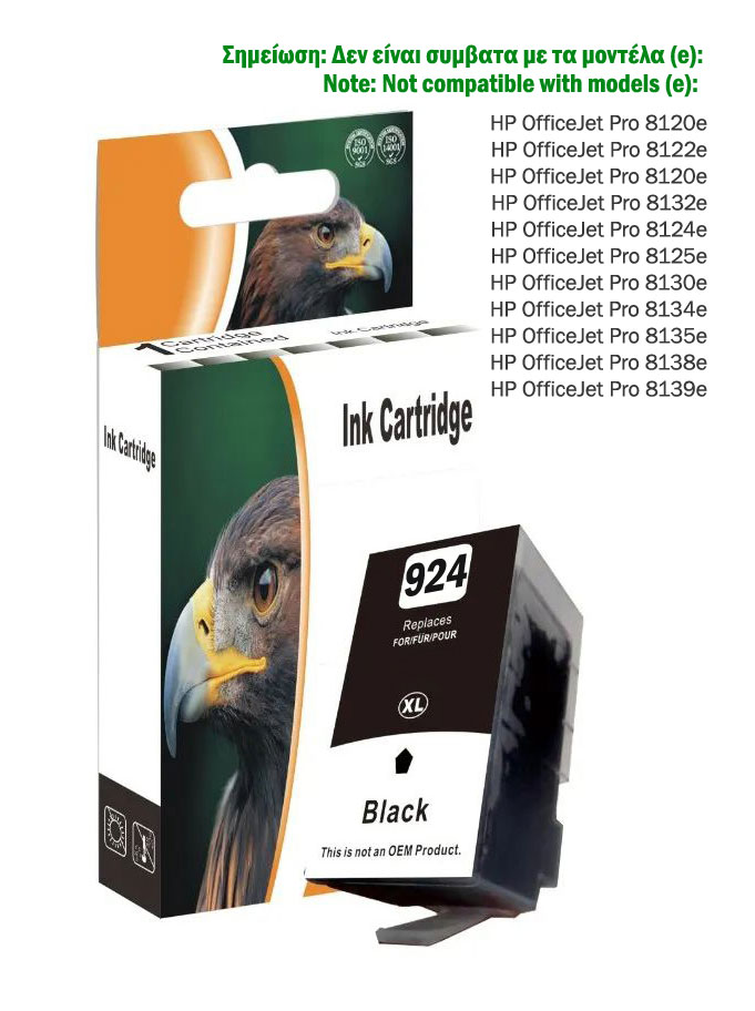 Ink Cartridge Black compatible with chip for HP Nr 924e, 4K0V0NE, 4K0U7NE, 4K0U8NE, 4K0U9NE, 1.200 pages
