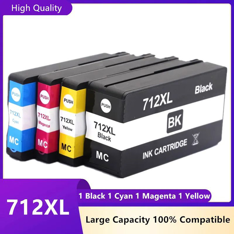 Tintenpatronen Set-4 kompatibel für HP Nr. 712, Cyan, Magenta, Yellow, Black