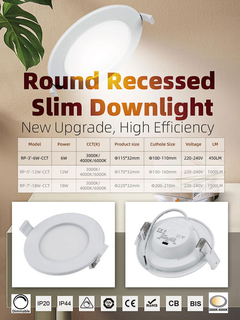 Φωτιστικό Οροφής Downlight LED Χωνευτό 6W 230V CCT 3000K-6000K 115mm IP20/44 Λευκό