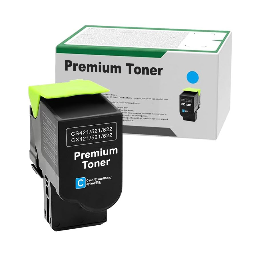 Toner Cyan Compatible for Lexmark CS421/CS521/CX421/CX522/CX625, 78C20C0, 1.400 pages
