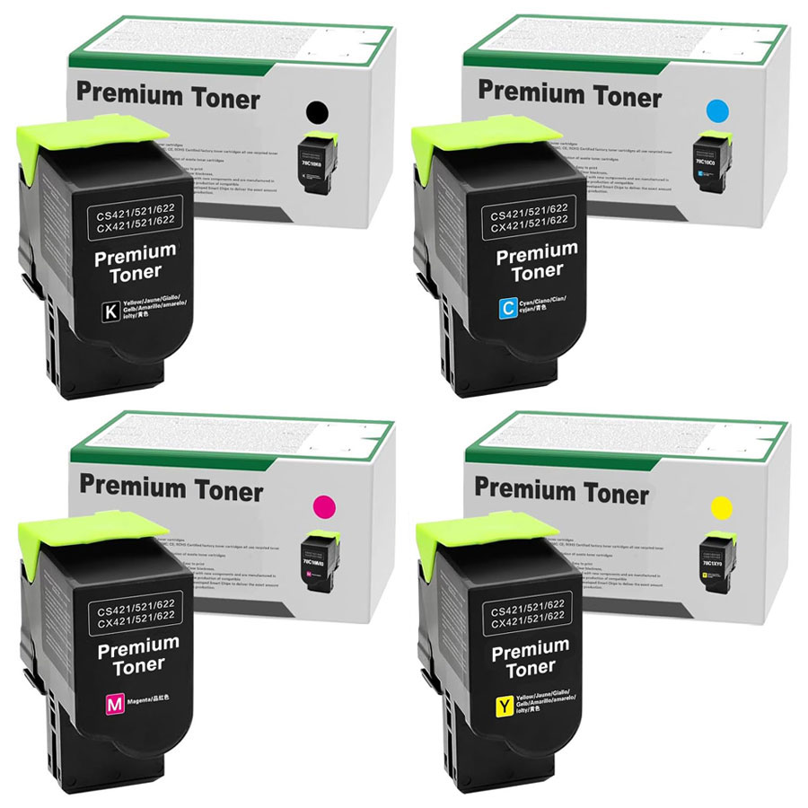 Set 4 Toner alternativi per Lexmark CS421/CS521/CS622/CX421/CX522/CX622/CX625