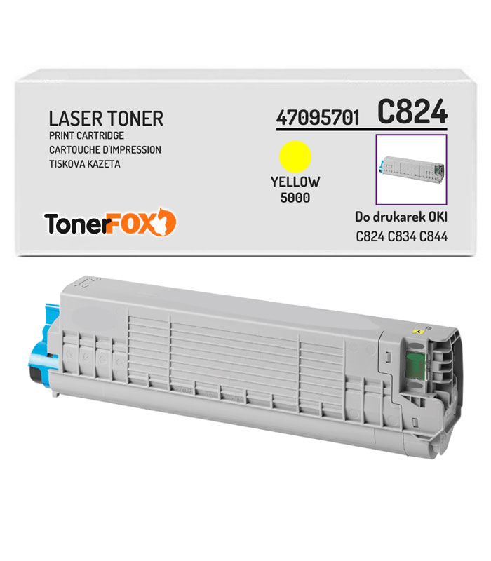 Toner alternativo giallo per OKI C824, C834, C844, 47095701, 5.000 pagine