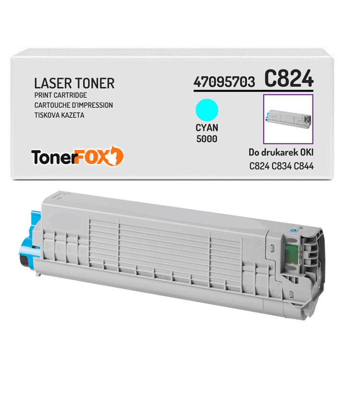 Toner Cyan Compatible for OKI C824, C834, C844, 47095703, 5.000 pages