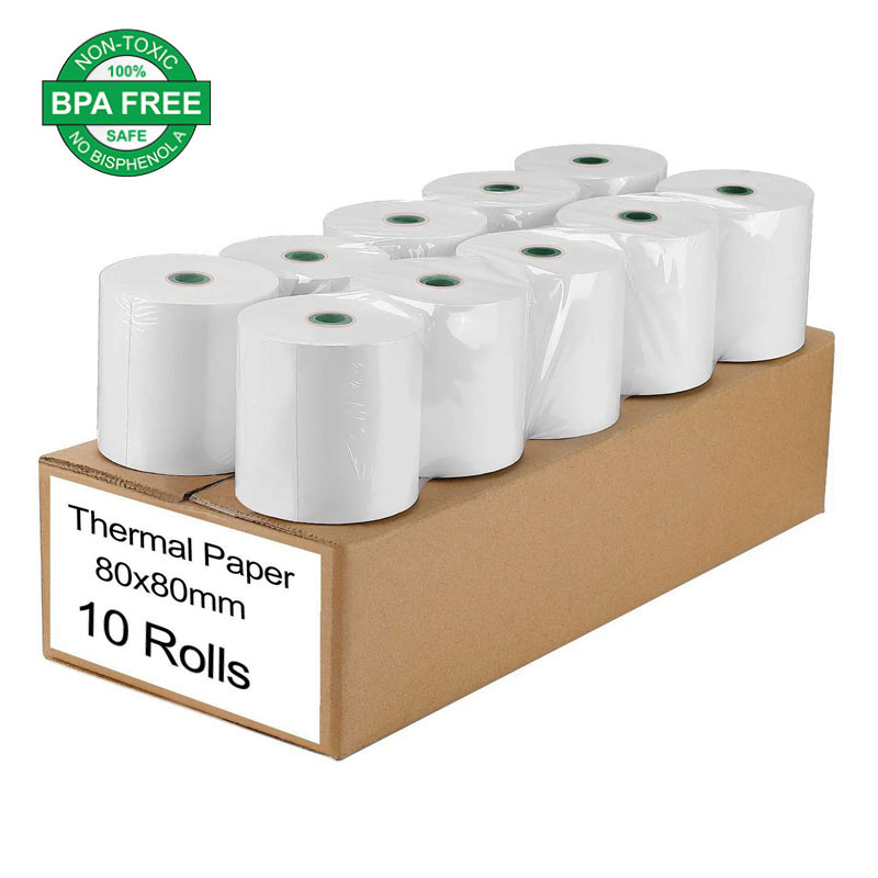 Thermo Kassenrollen (EC-Cash Rollen) 80X80mm, 70M, 48gr/m² x 10 Stück